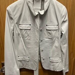 Elie Tahari White Leather Jacket